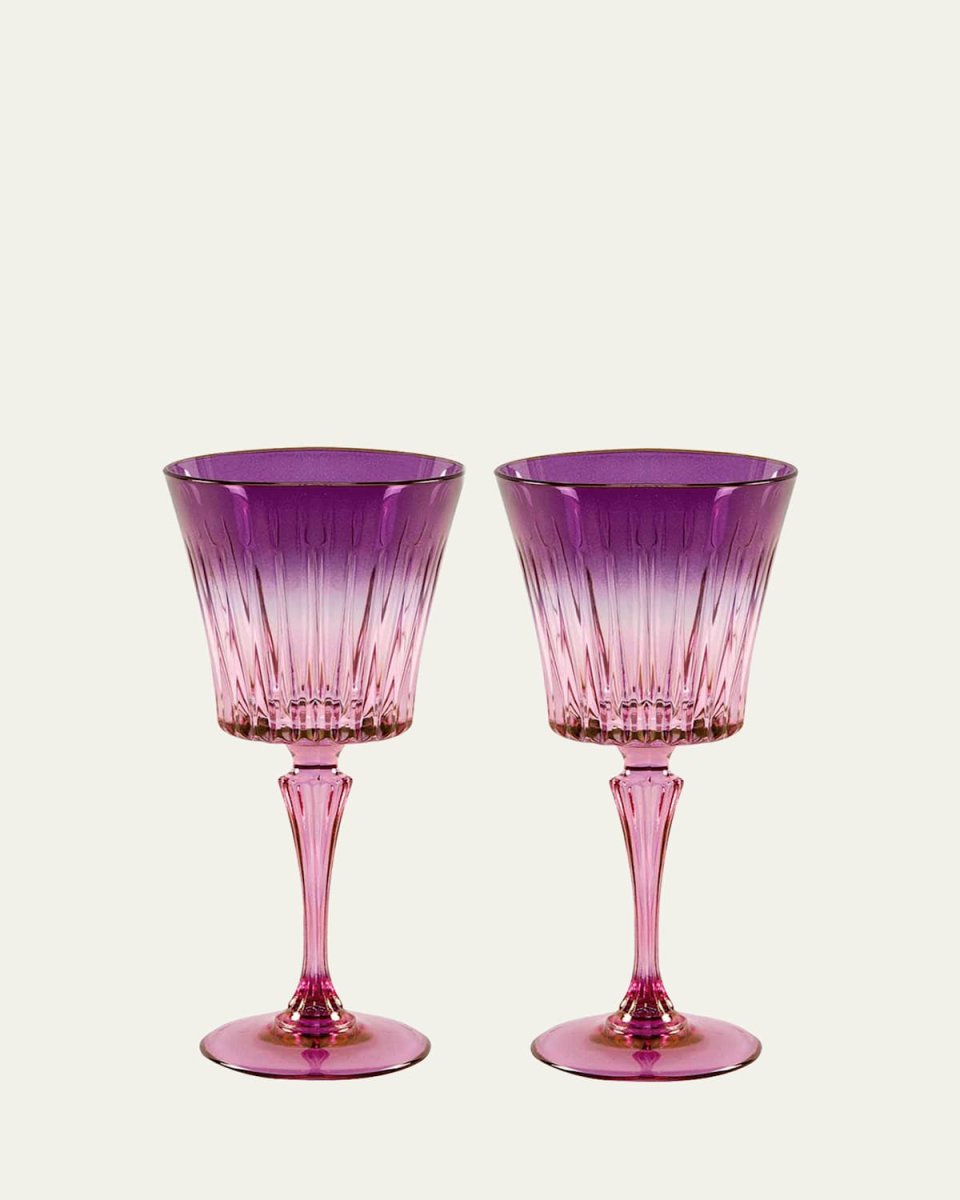 Purple Shaded Stemmed Water Glasses, Set of 2